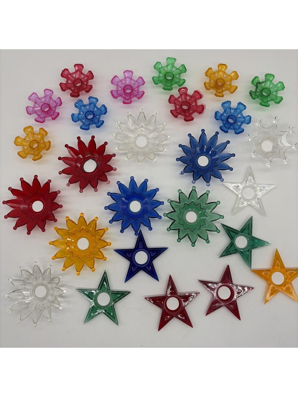 Vtg Christmas Tree Light Reflectors MCM Lot of 26 Plastic Starburst Star Covers